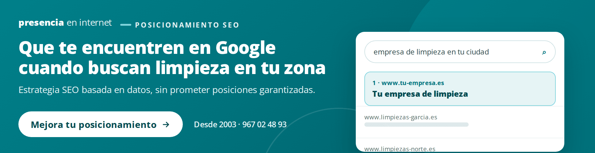 Presencia en internet: posicionamiento SEO para aparecer en Google en tu zona.