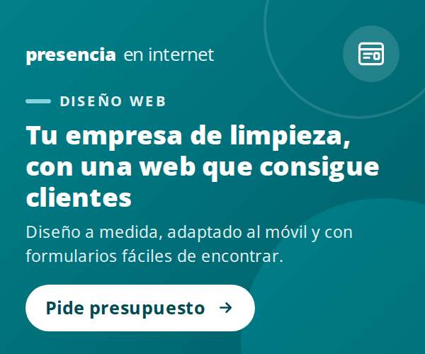 Presencia en internet: diseño web para empresas de limpieza. Pide presupuesto.