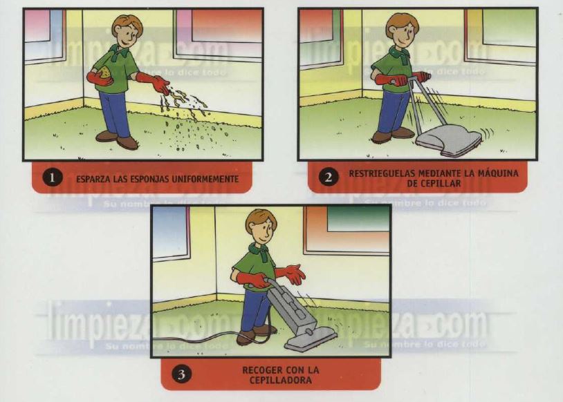 Limpieza de moquetas con esponjas absorventes