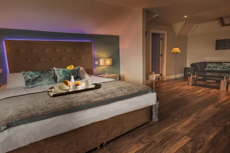 Habitación de hotel con cama de matrimonio