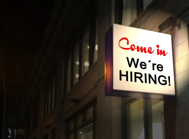 Cartel de oferta de empleo en un escaparate