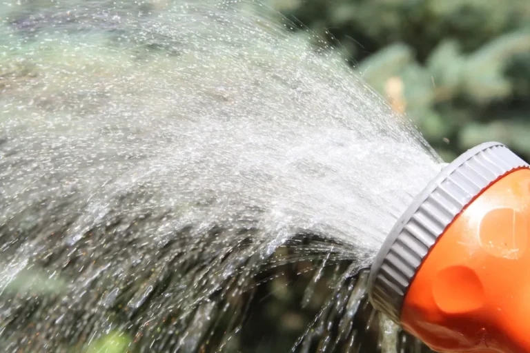 Chorro de agua saliendo de una manguera