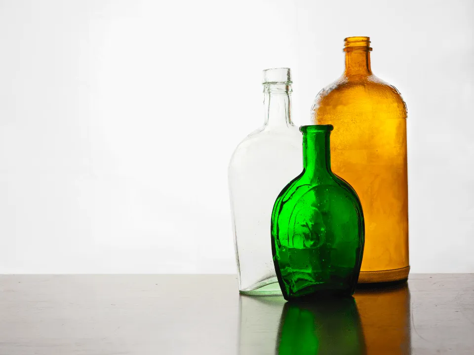 Botellas de vidrio de colores
