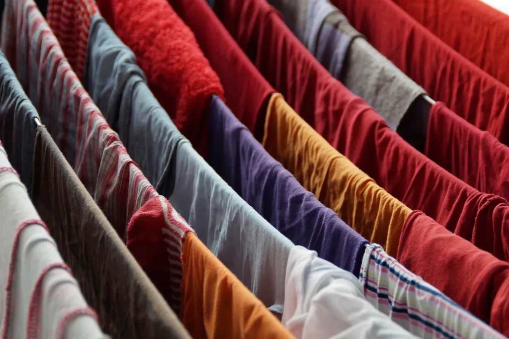 Ropa de colores recién lavada