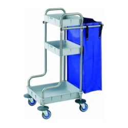 570 2B AI-Carro de limpieza con 3 bandejas, asa telescópica y bolsa plastificada