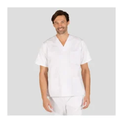 Blusa sanitaria unisex pico Sarga blanca