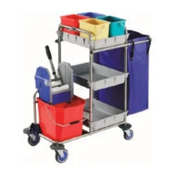 CARRO DE LIMPIEZA 3 BANDEJAS 1 CUBO 25L+PRENSA Y BOLSA