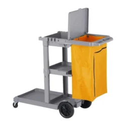 CARRO DE LIMPIEZA GRIS CON TAPA
