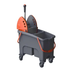 CARRO PROFESIONAL DE FREGADO DUETTO. CON CUBO 6 + 24L. CON VÁLVULAS DE VACIADO Y RUEDAS.