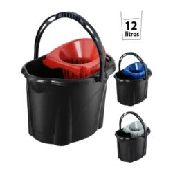 CUBO FREGONA NEGRO ELEGI CON ESCURRIDOR 12 LTS.