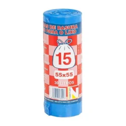 Rollo Basura 15 Usos 55x55 Azul C/facil C/banderola 30 Litros - Caja 30 rollos